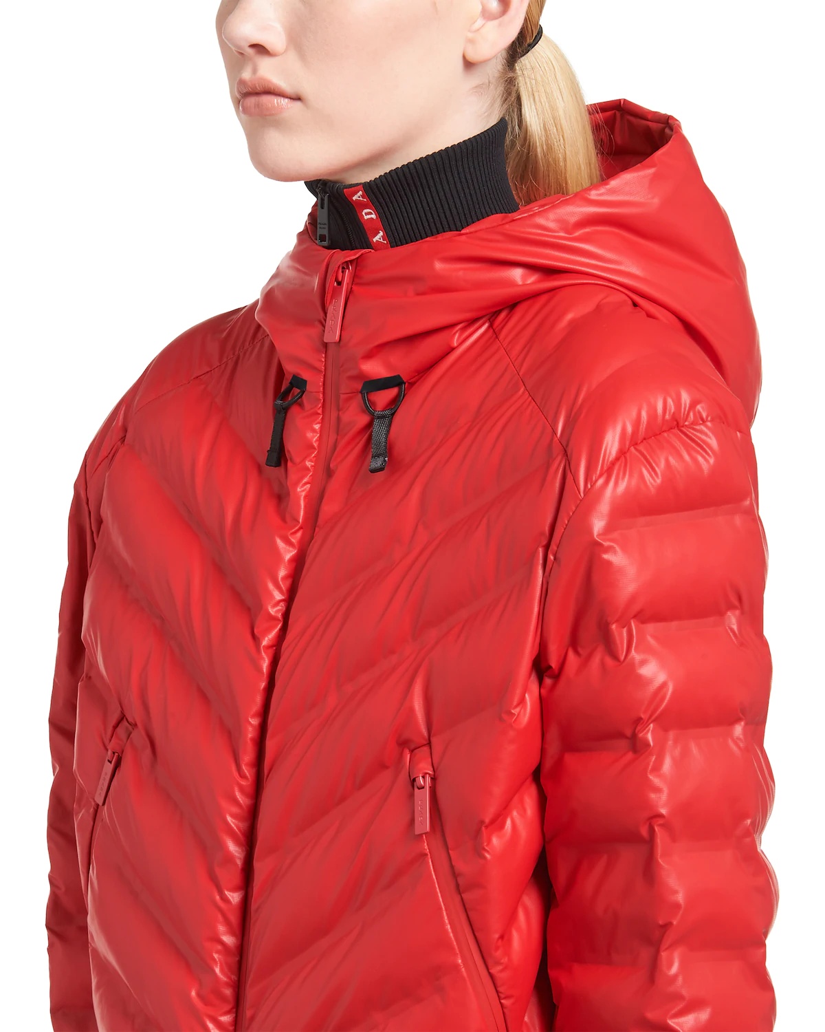 ジャケット PRADA Red Polyurethane Blend Padded Jacket Prada Prada Woman Red Polyurethane Blend Padded Jacket