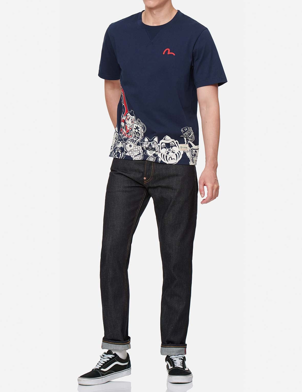 Red Brushstroke Daicock Slim Straight fit Jeans #2010 - 6