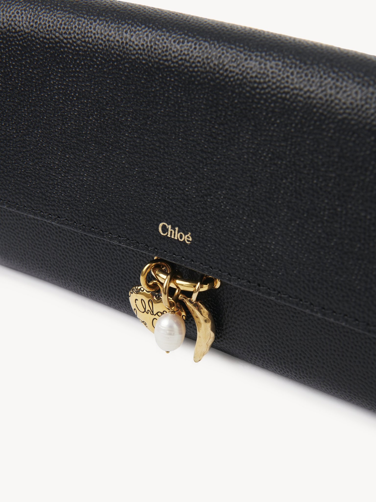 CHLOÉ CHARMS LONG WALLET WITH FLAP IN GRAINED LEATHER - 5