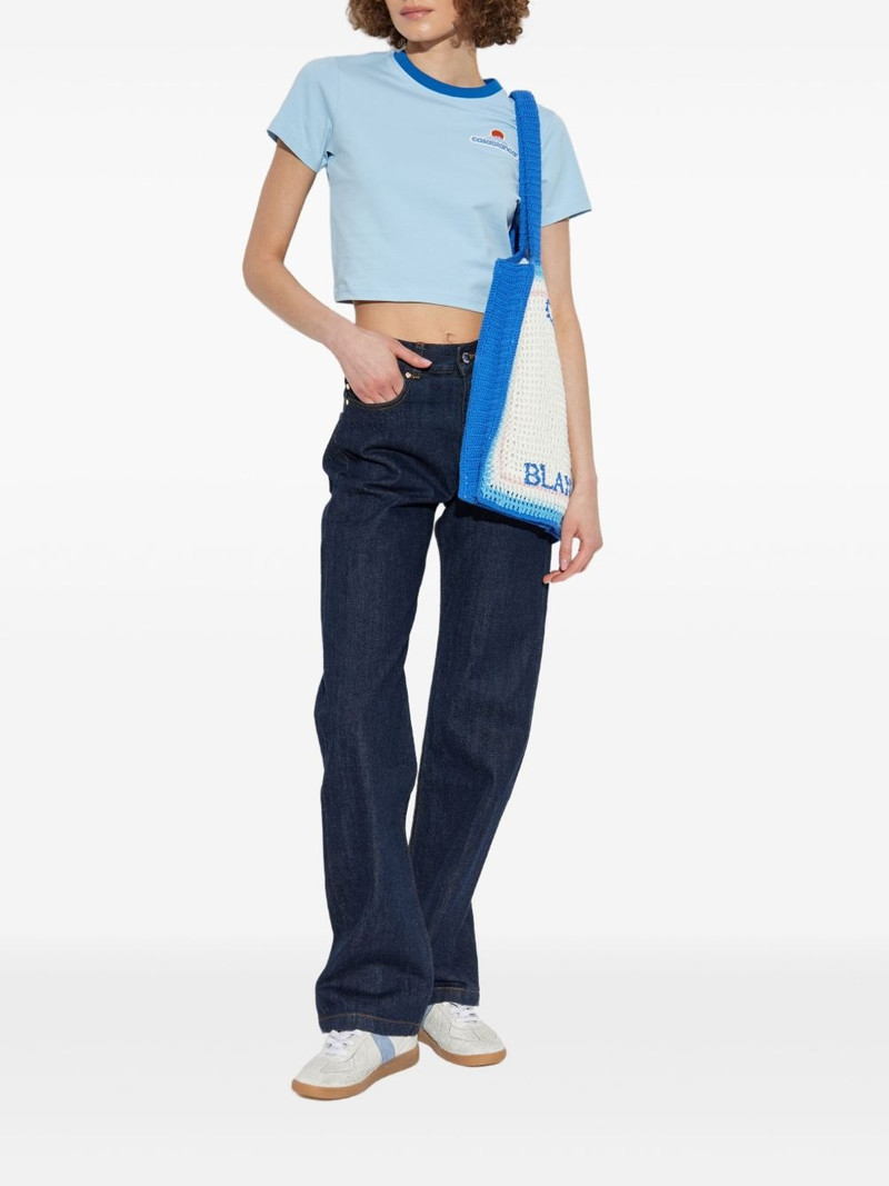 CASABLANCA Montagne contrasting-trim cropped T-shirt outlook