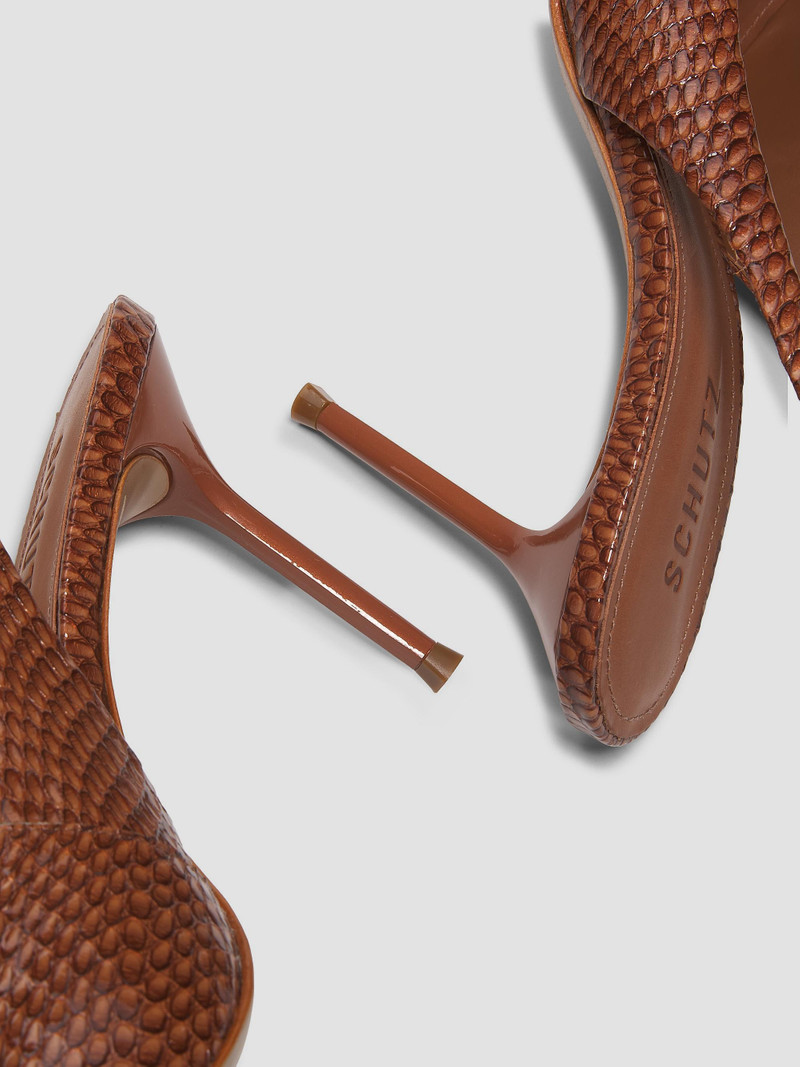 Women's Paola 90MM Snake-Embossed Leather Slingback Pumps - Miele 6