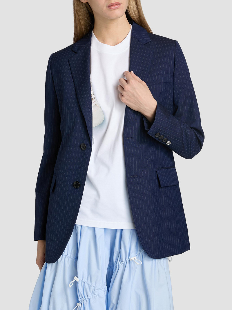 Women's Pinstripe Wool Blazer - Multi 3