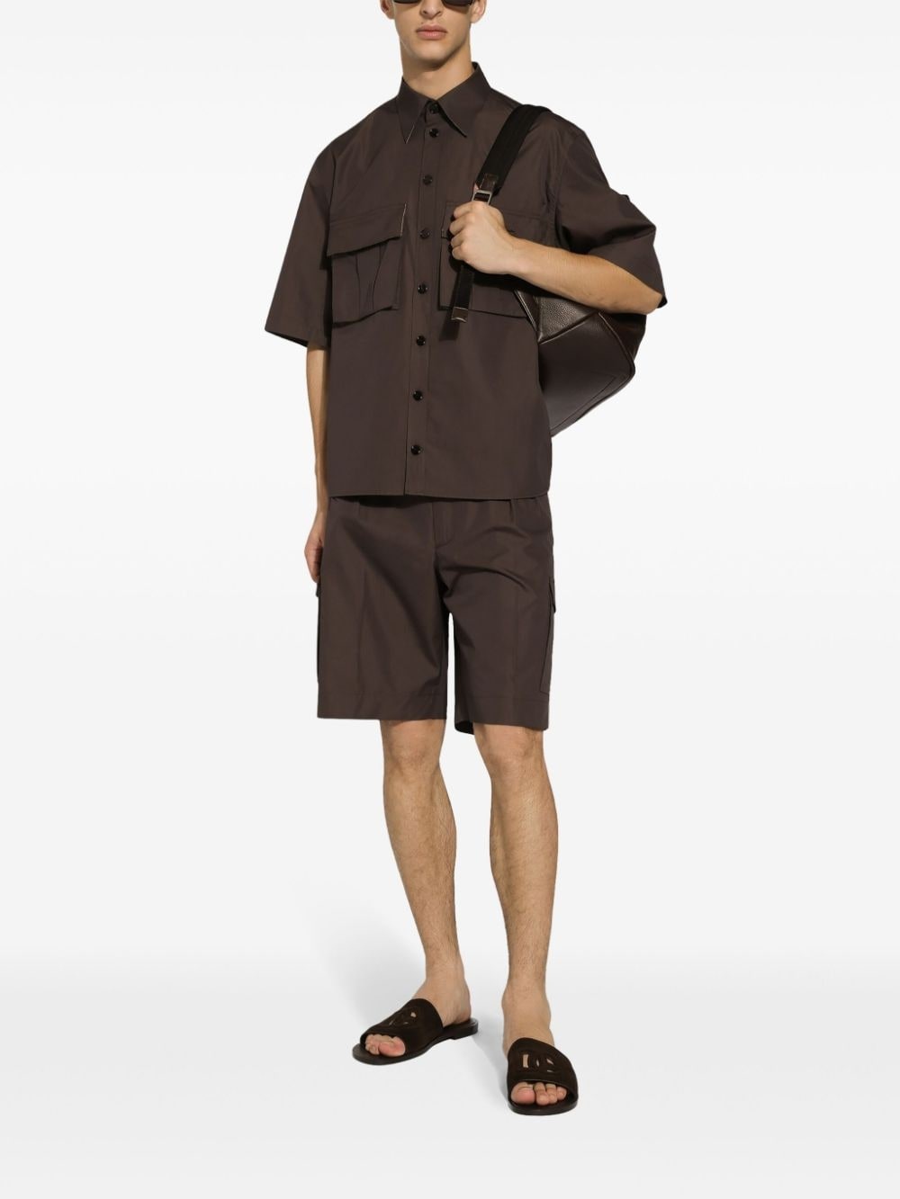 straight-leg cotton cargo shorts - 3