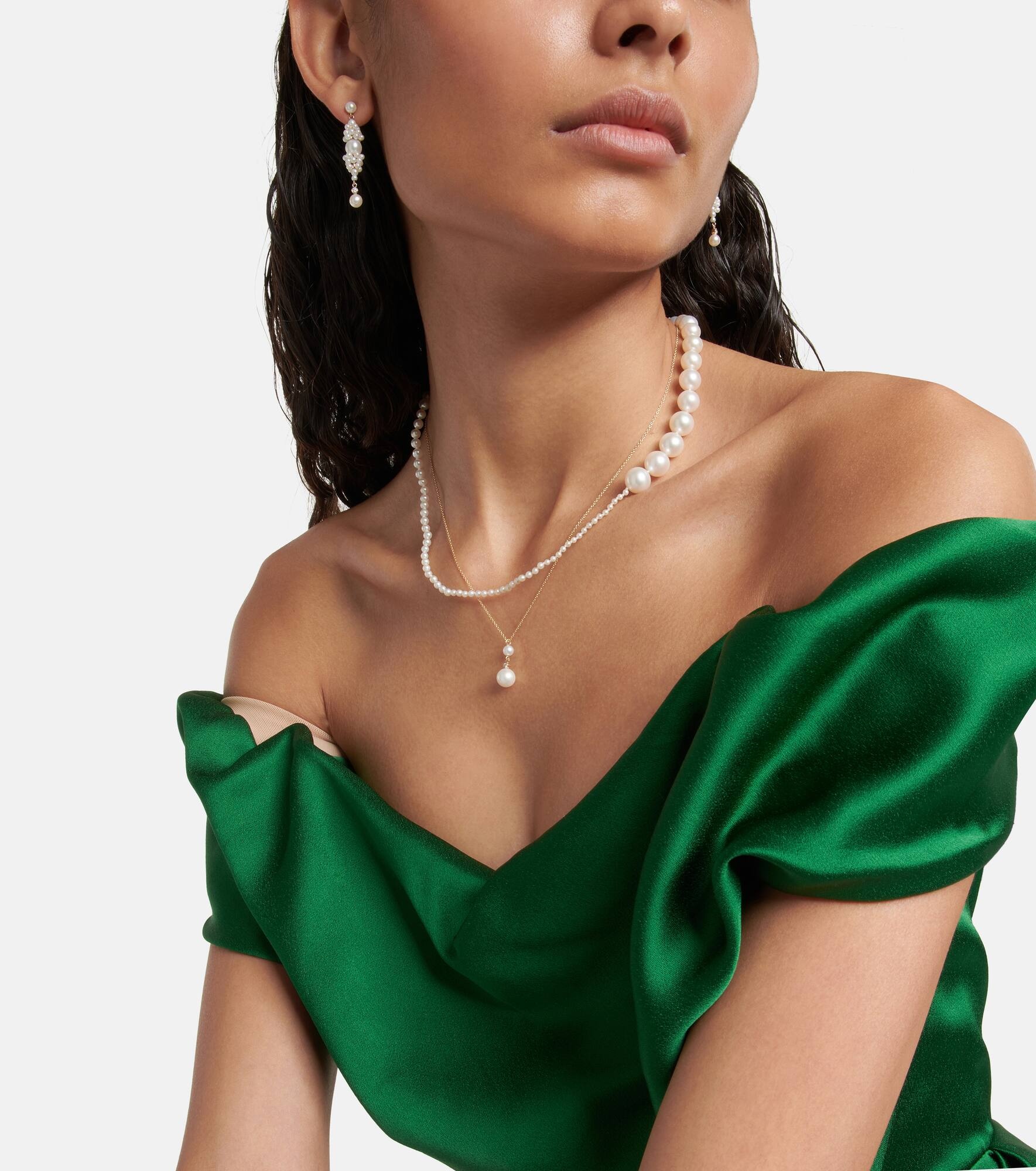 Rêve de Diamant 14kt gold earrings with diamonds and pearls - 5