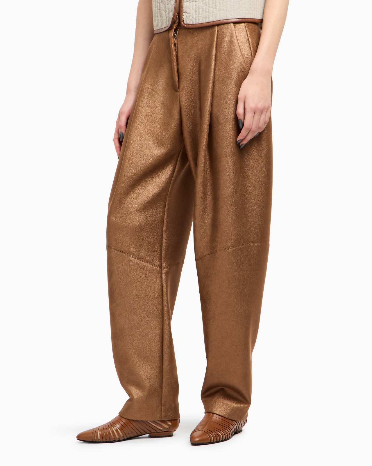 DOUBLE-SIDED JERSEY SINGLE-PLEAT TROUSERS - 4