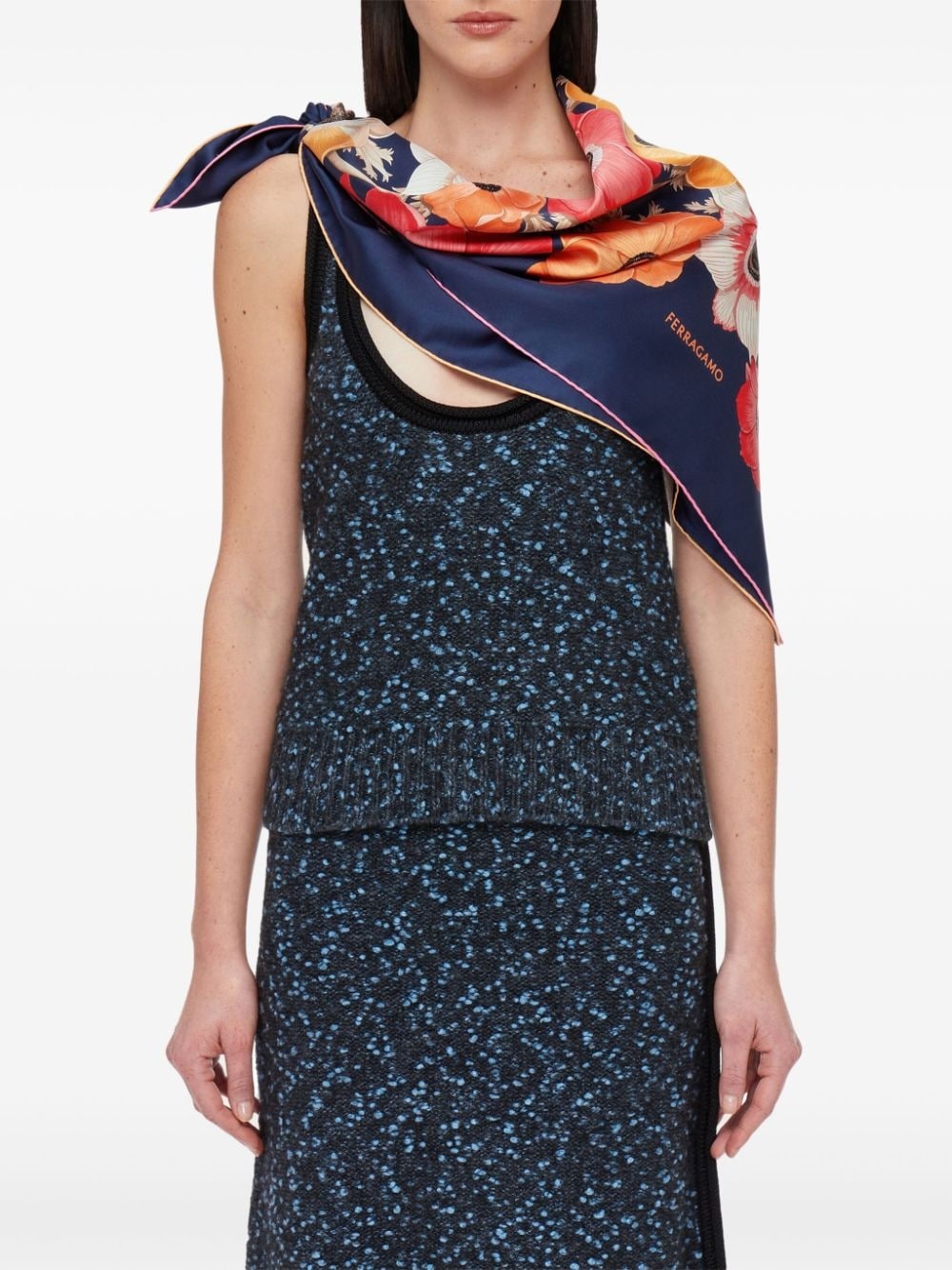 floral-print silk scarf - 4