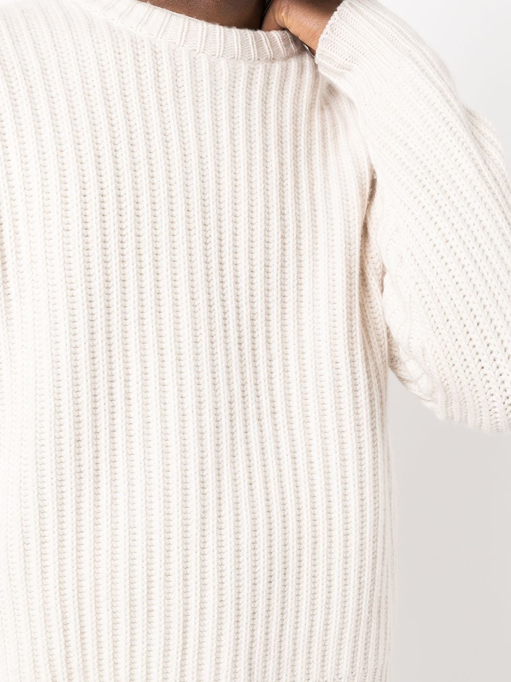 ribbed knit crew-neck jumper - 9