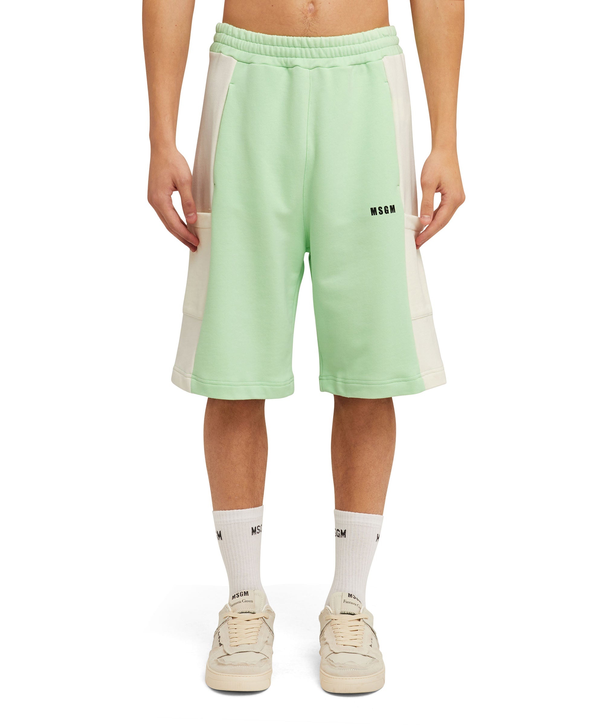 Organic cotton crewneck two-color Bermuda shorts from the MSGM Fantastic Green Capsule - 5