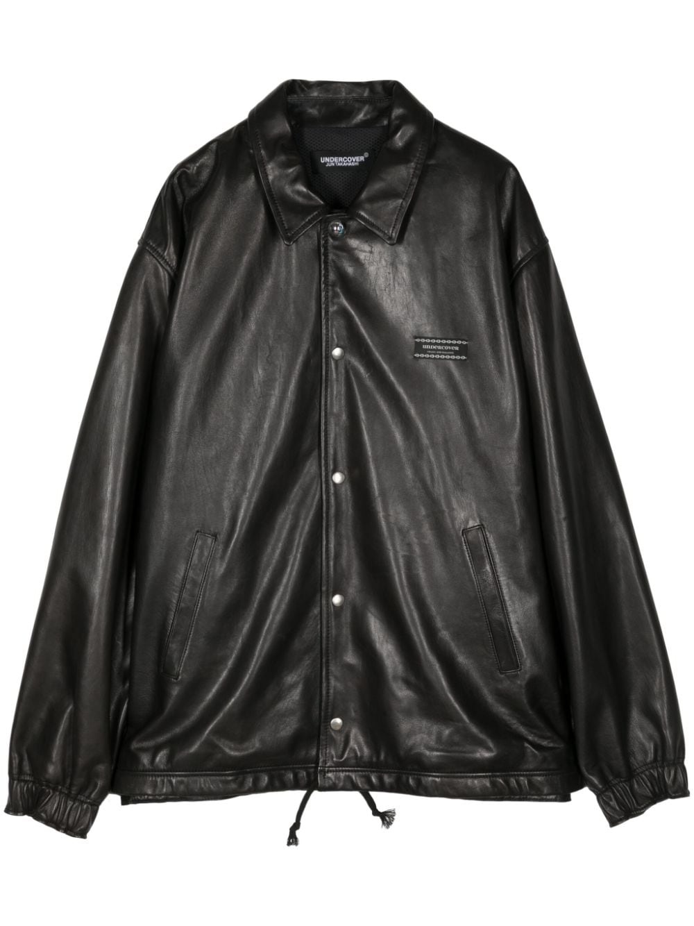 logo-appliquÃ© leather jacket - 1