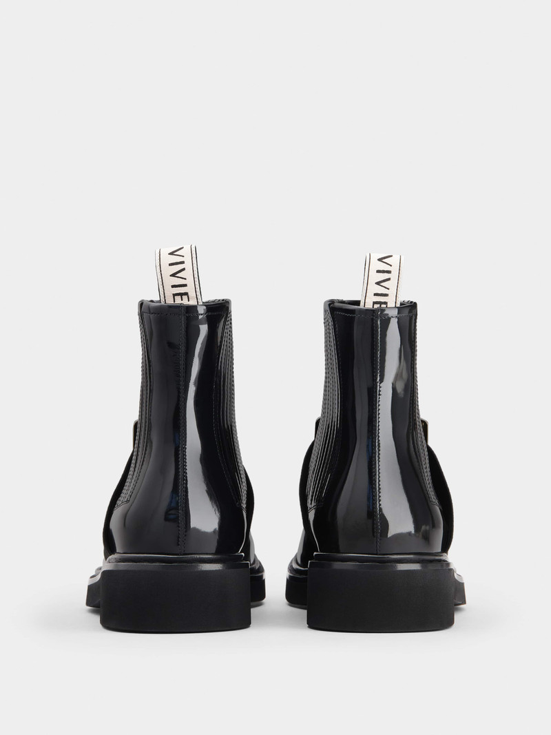 Roger Vivier Viv' Rangers Metal Buckle Chelsea Booties in Leather outlook