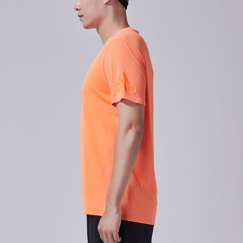 Men's adidas Solid Color Quick Dry Athleisure Casual Sports Short Sleeve Orange T-Shirt CW4057 - 6