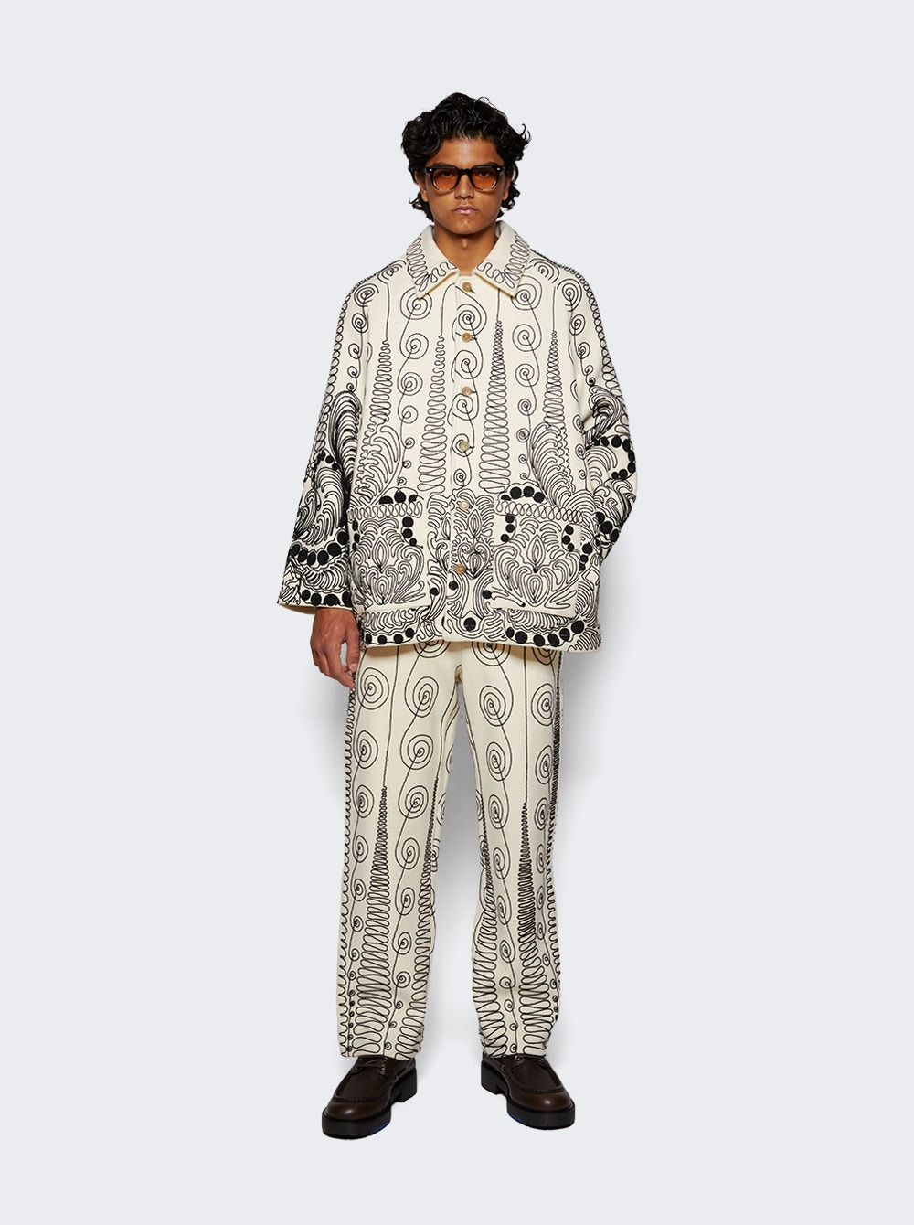 Quillwork Trousers Cream And Black - 2