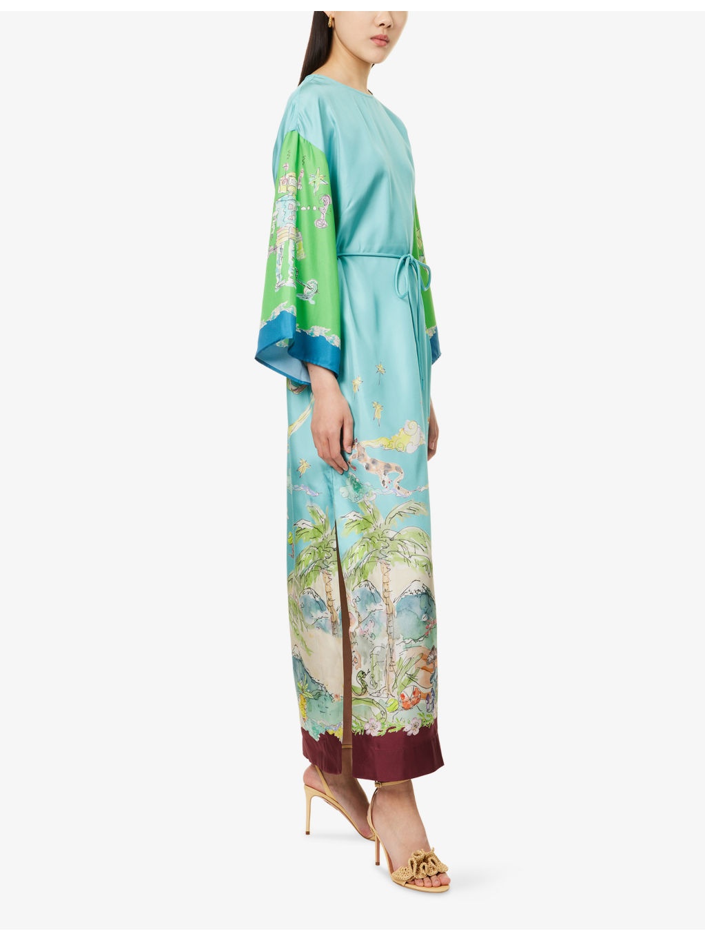Daria Graphic-Print Silk Midi Dress - 3