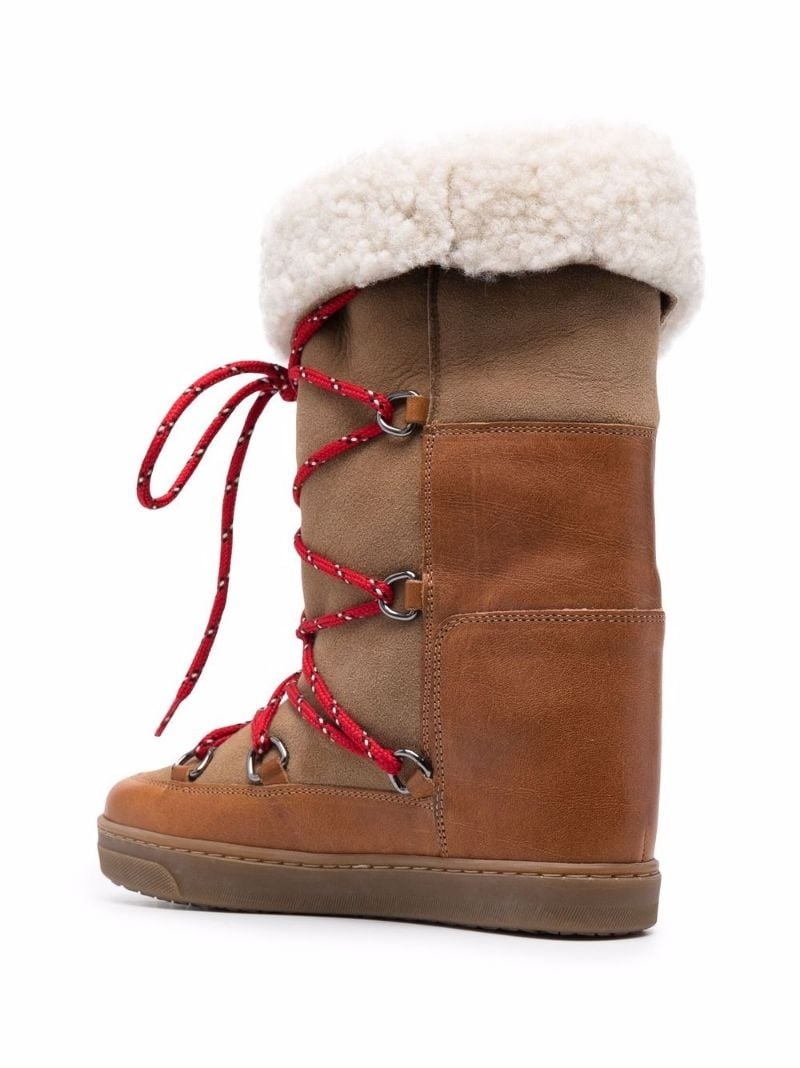 shearling-trim lace-up boots - 3