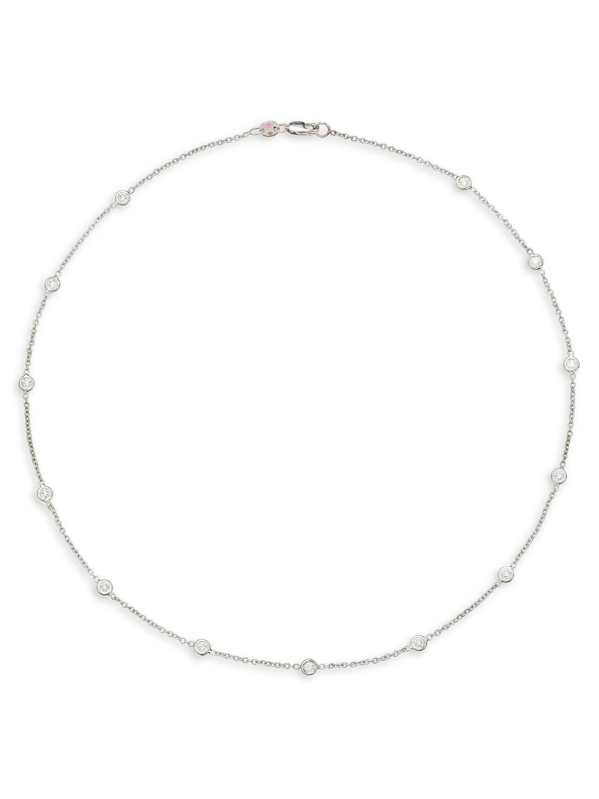 Women's Diamond By The Inch 18K White Gold & Diamond 13-Station Necklace/16" - White Gold - 1