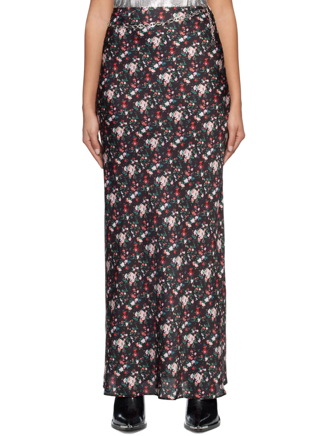 Black Chain Midi Skirt - 1