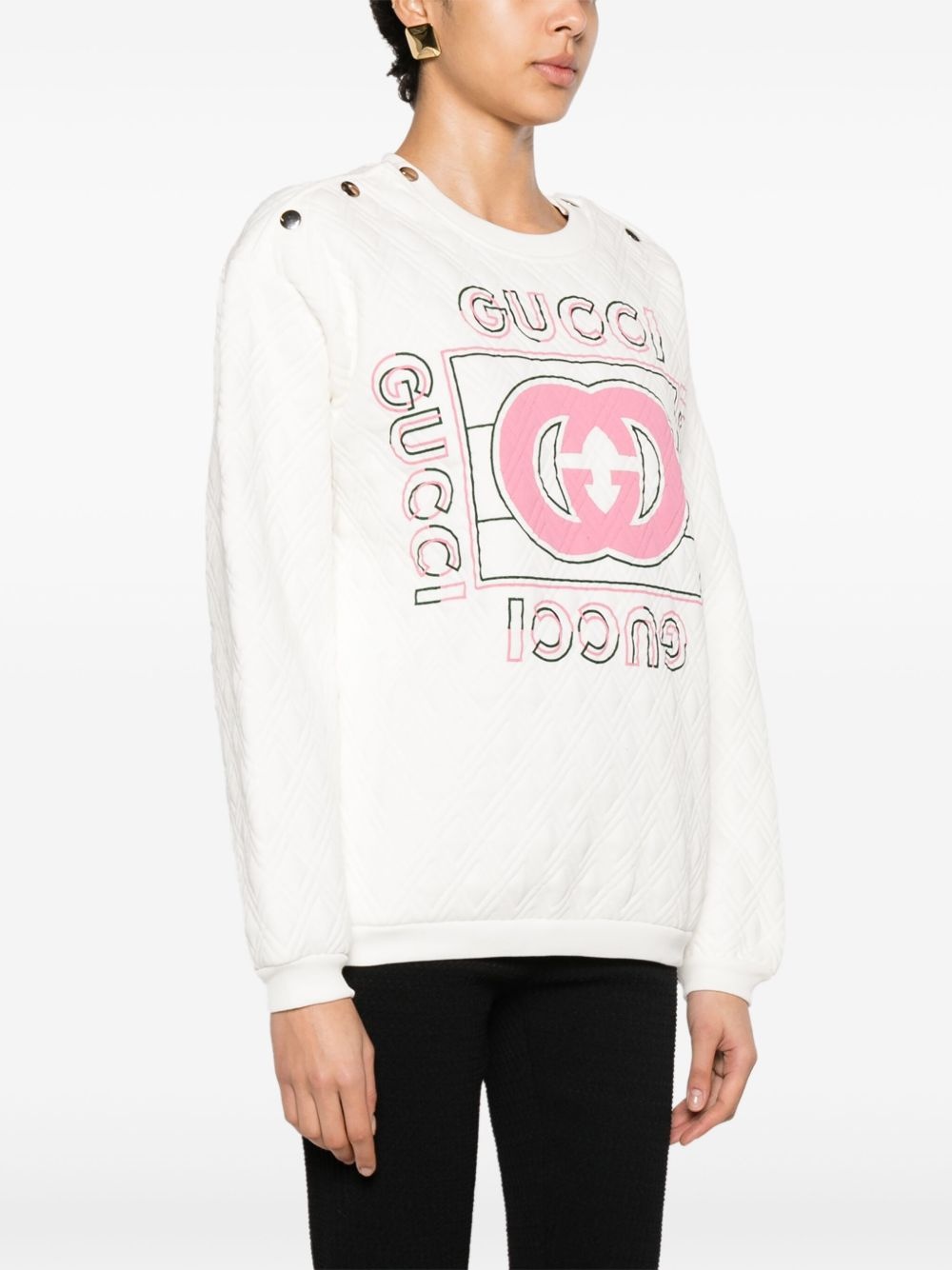 logo-print quilted sweatshirt - 3