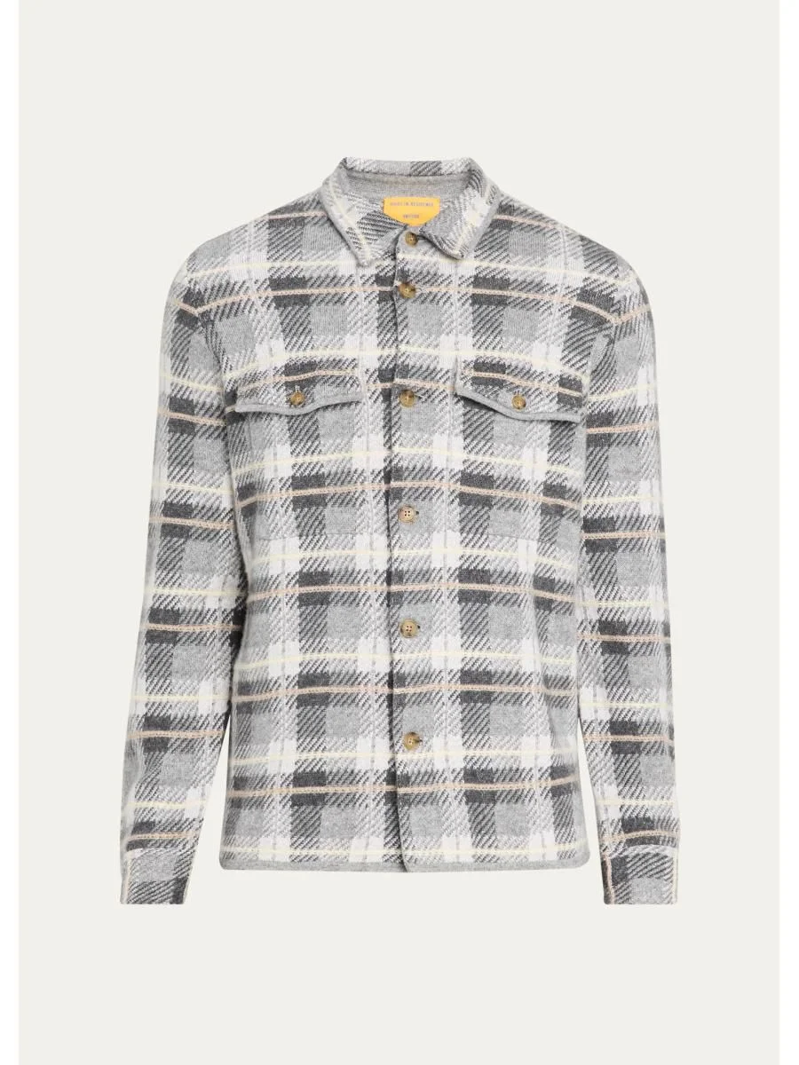 Men's Plaid Cashmere Shirt - 1