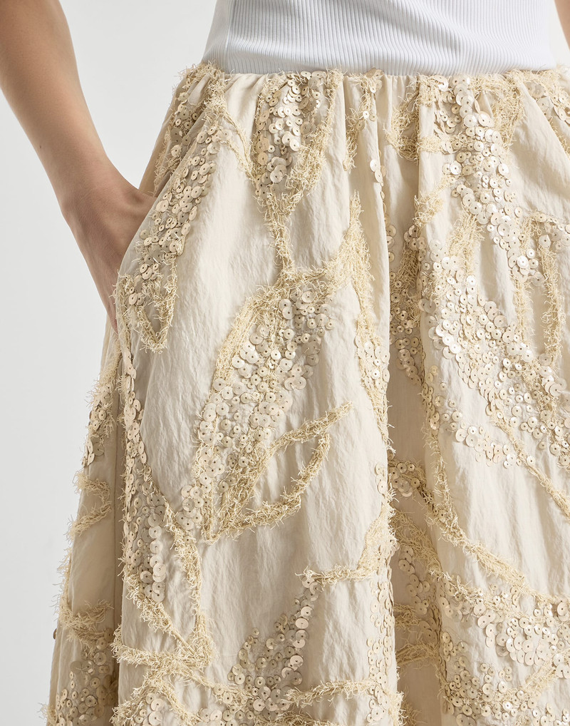 Techno cotton poplin skirt with dazzling seabed embroidery 4