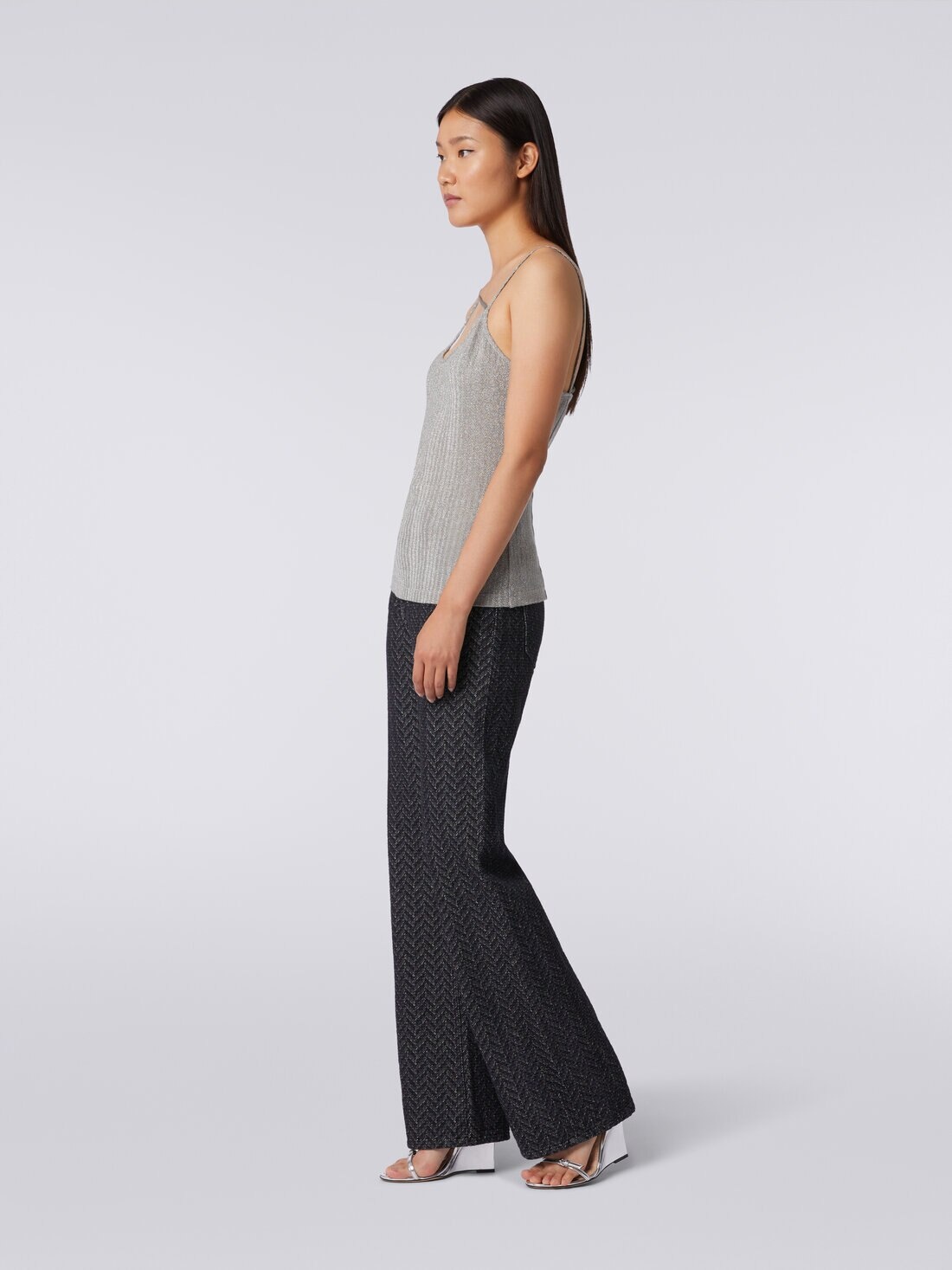 Cotton and viscose lamé tank top - 3
