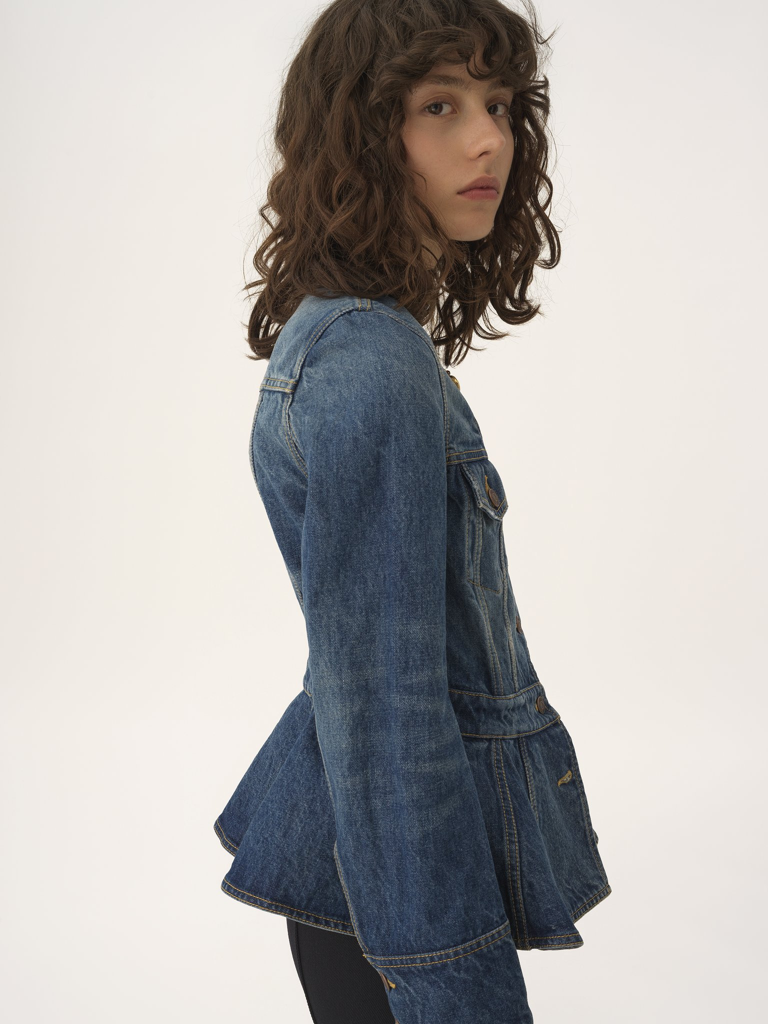 PEPLUM RIDING JACKET IN DENIM - 7