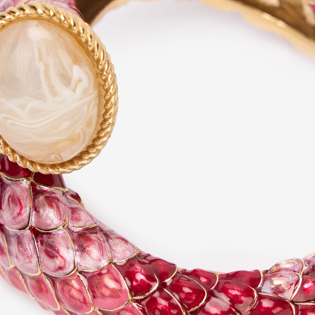 Pink Enameled Scales Wrap Bracelet - 4