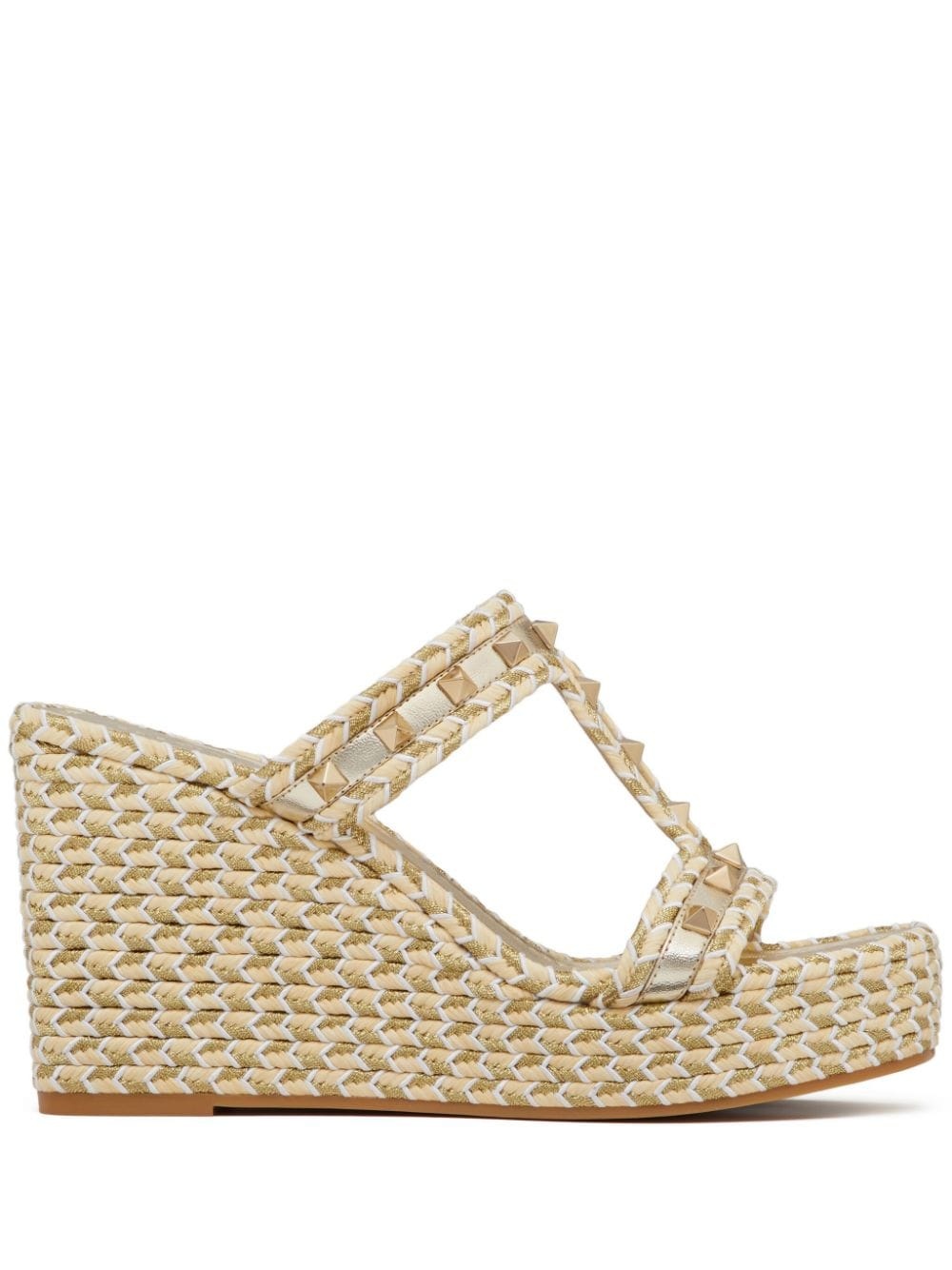 Rockstud 90mm woven wedge sandals - 1