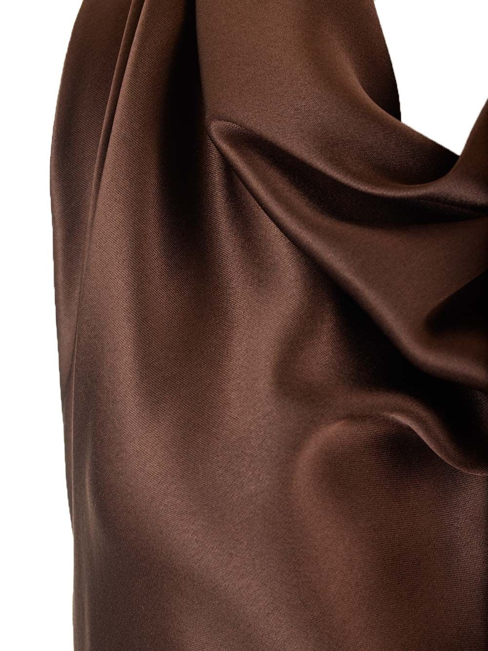 Long Scarf Dress In Silk Satin Dresses Brown - 6