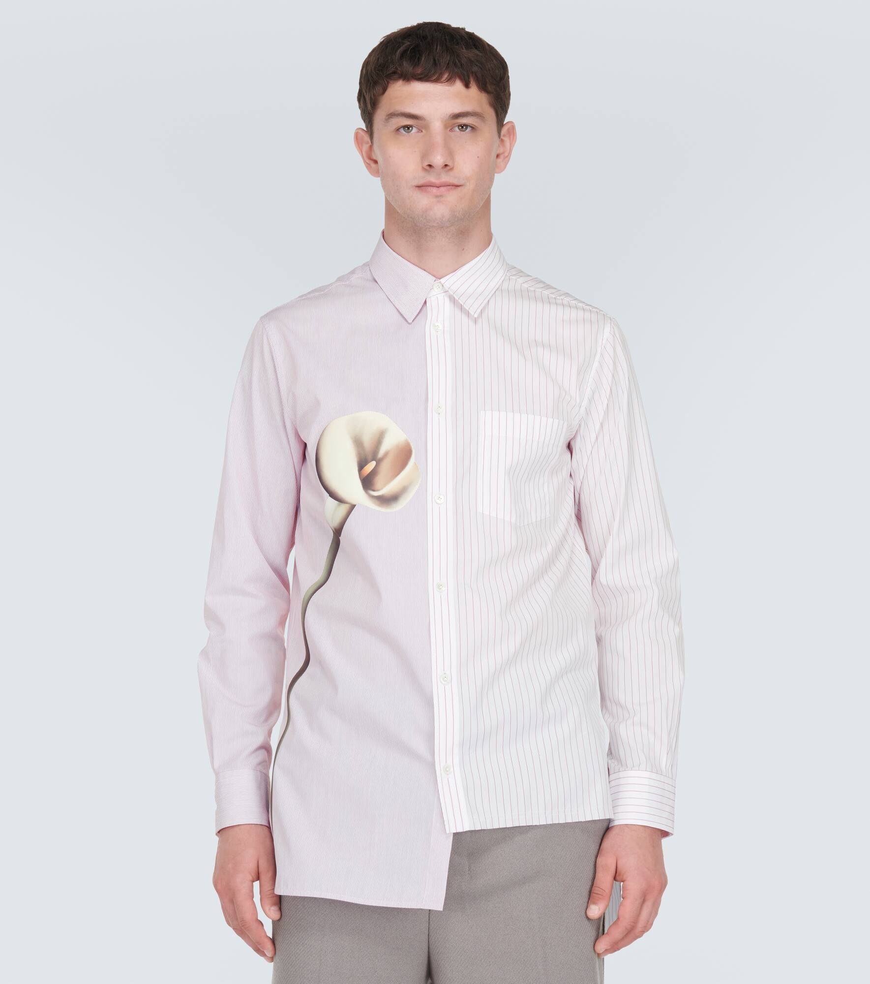 Asymmetric printed cotton poplin shirt - 3