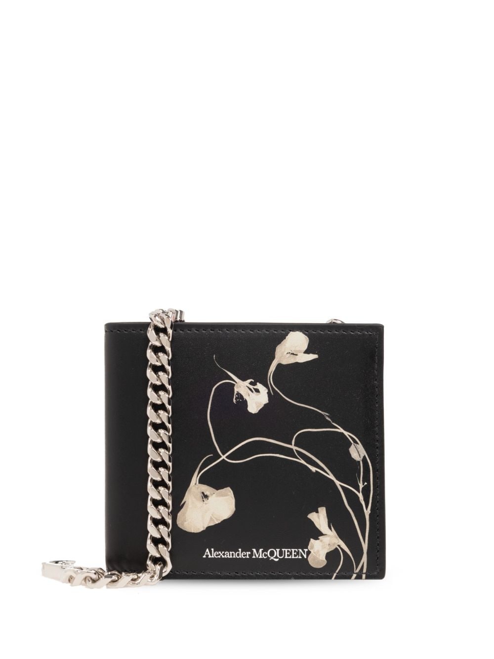 floral-print leather chain wallet - 1