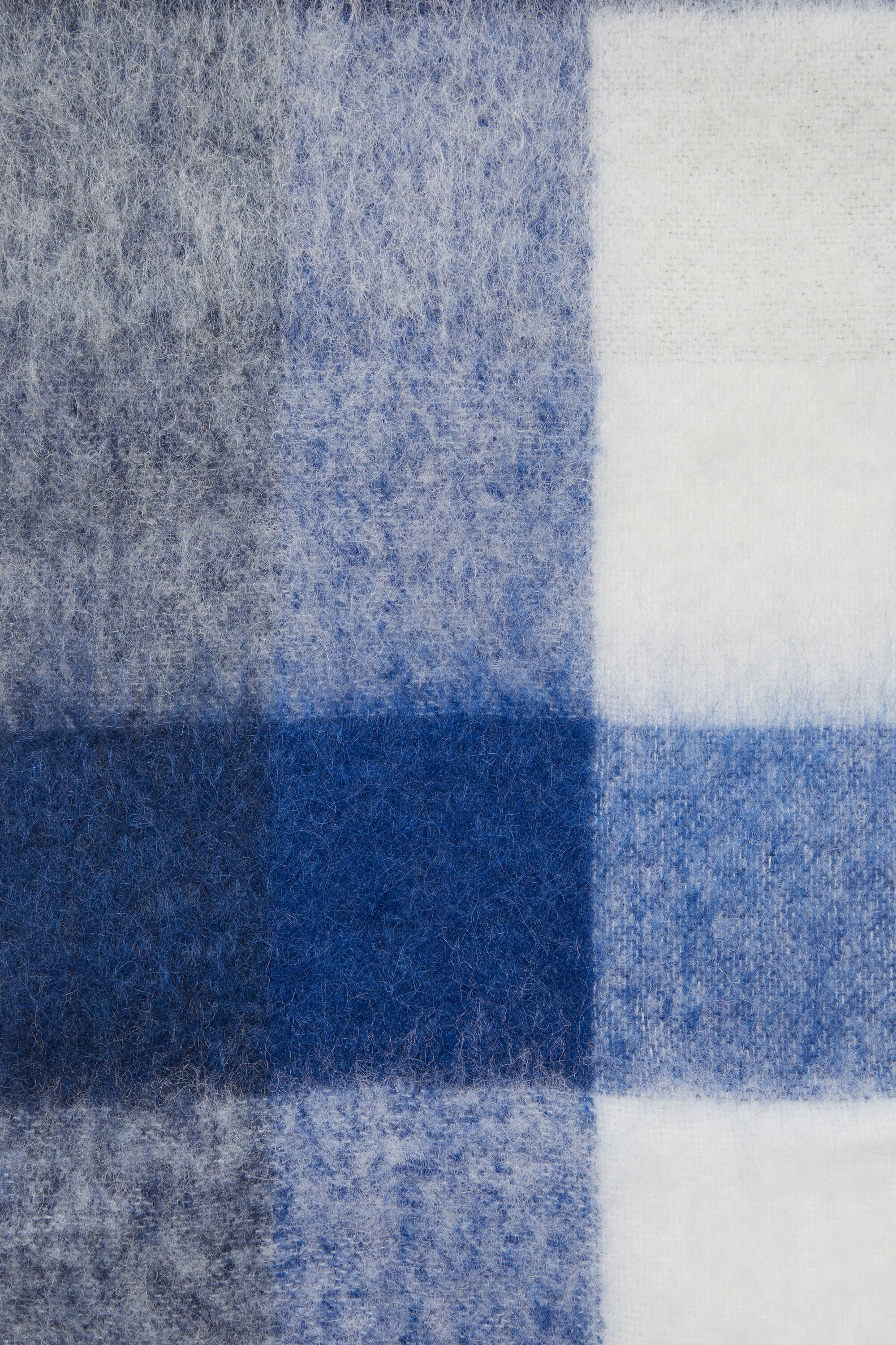 Mohair checked scarf - White/grey/royal blue - 4