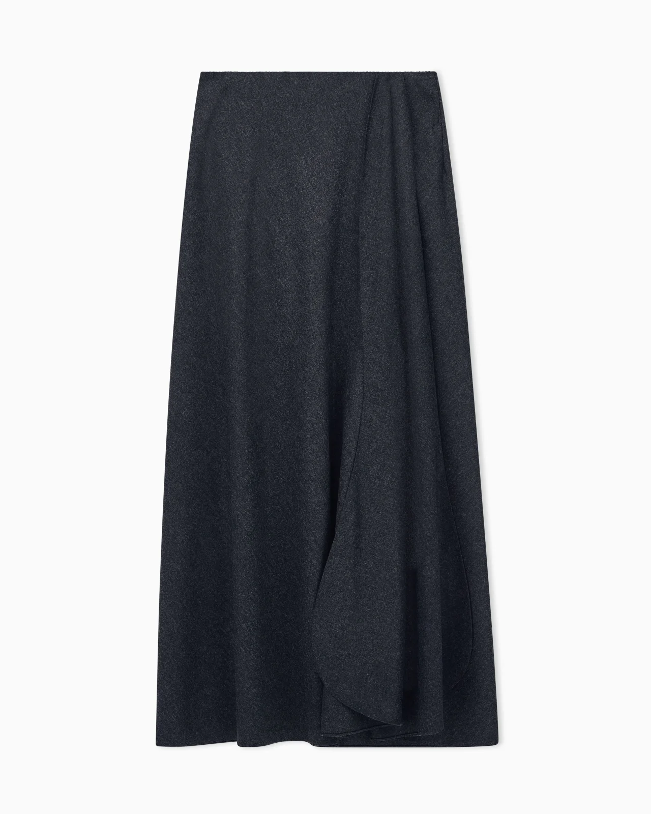 SKIRT LONG FLANNEL WOOL AND CASHMERE WITH SIDE DRAPE - 1