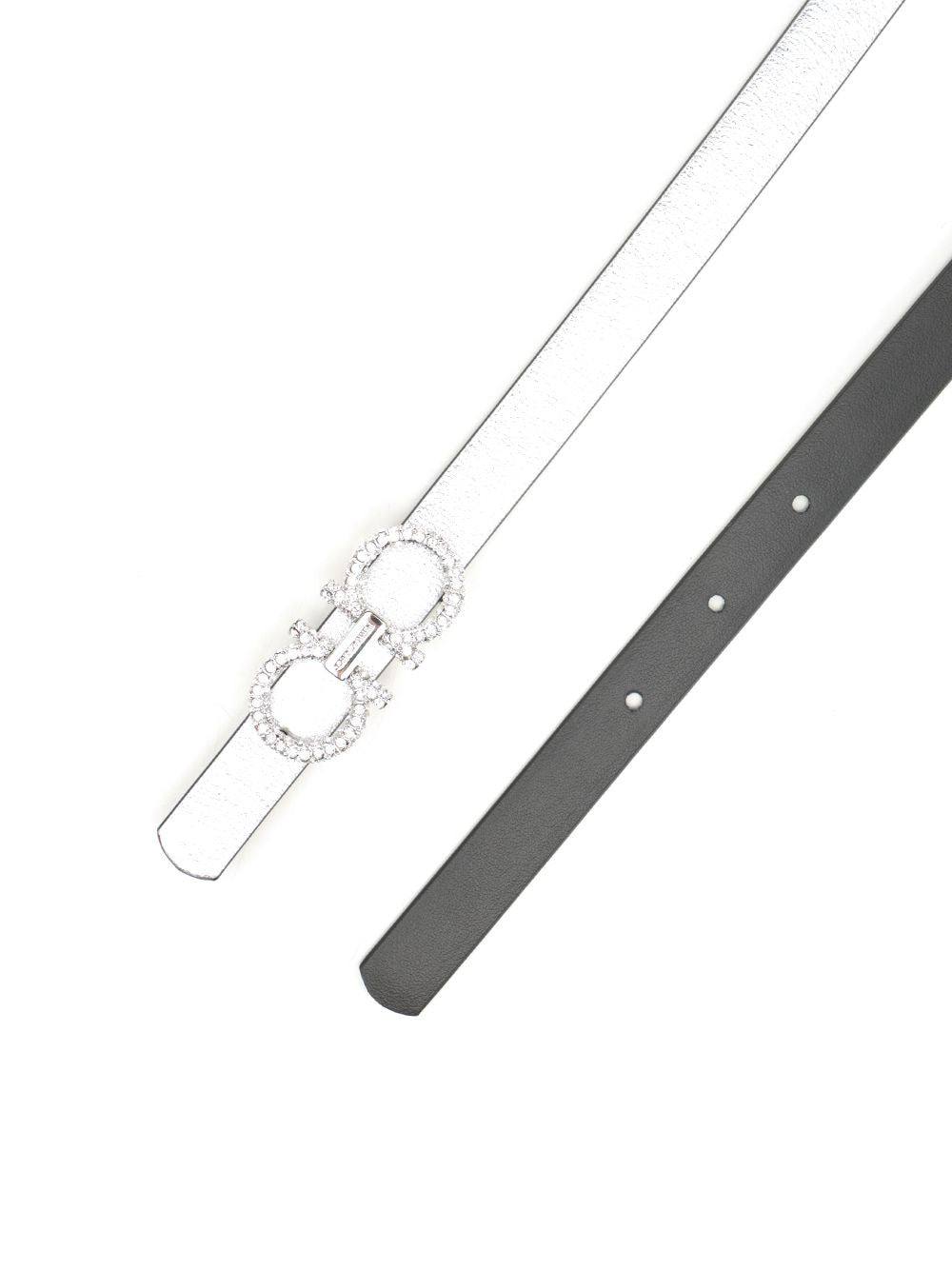 Gancino Strass Reversible Belt 1,5cm Belts Silver - 2
