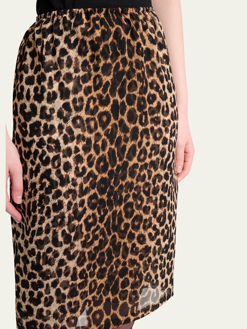 SAINT LAURENT Leopard Silk Georgette Pencil Skirt outlook