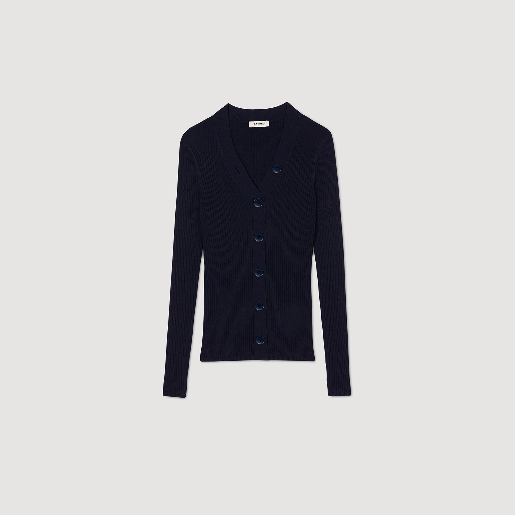 RIB KNIT CARDIGAN - 1