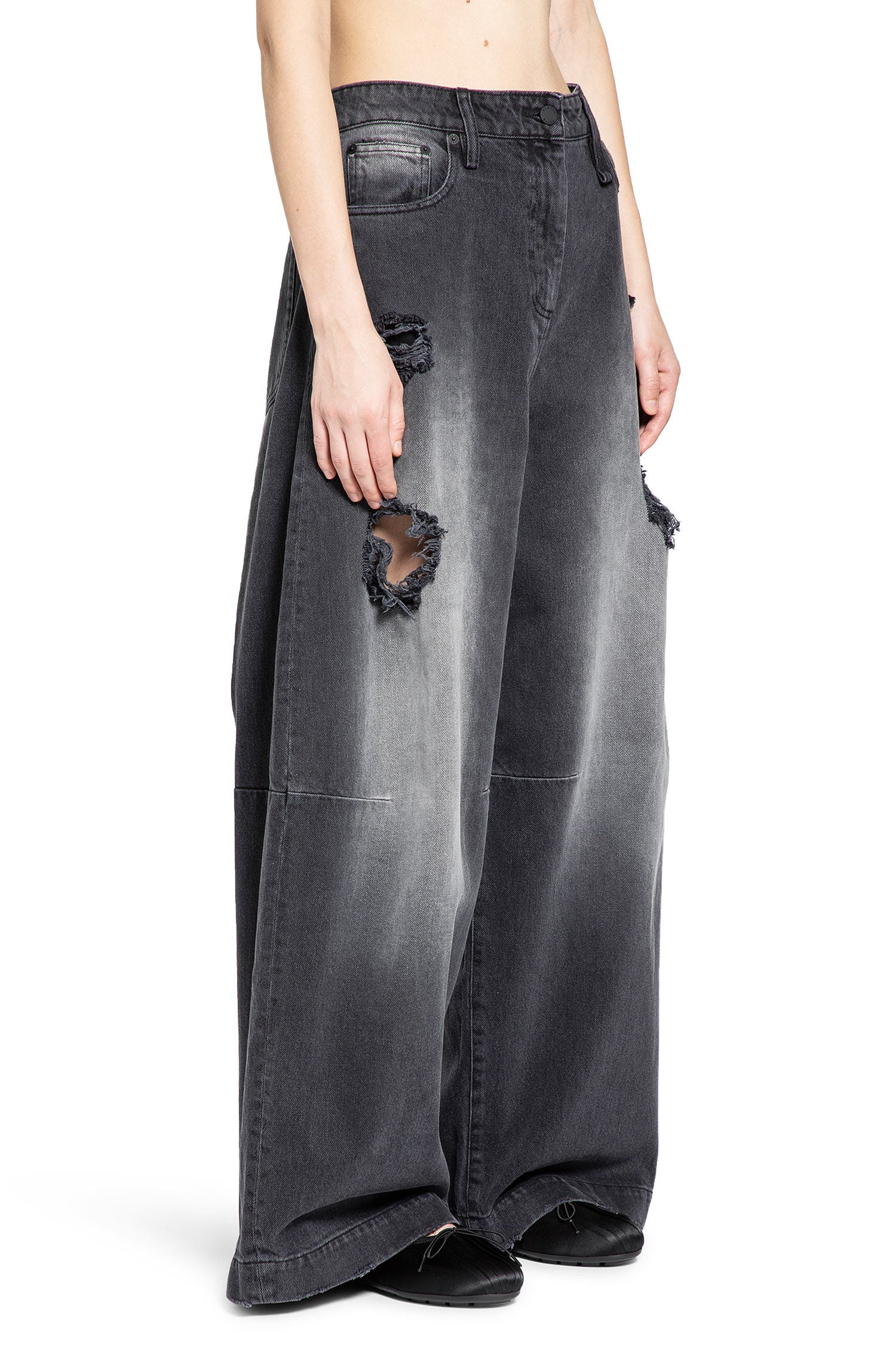 Distressed Wide Leg Puddle Jeans - 2
