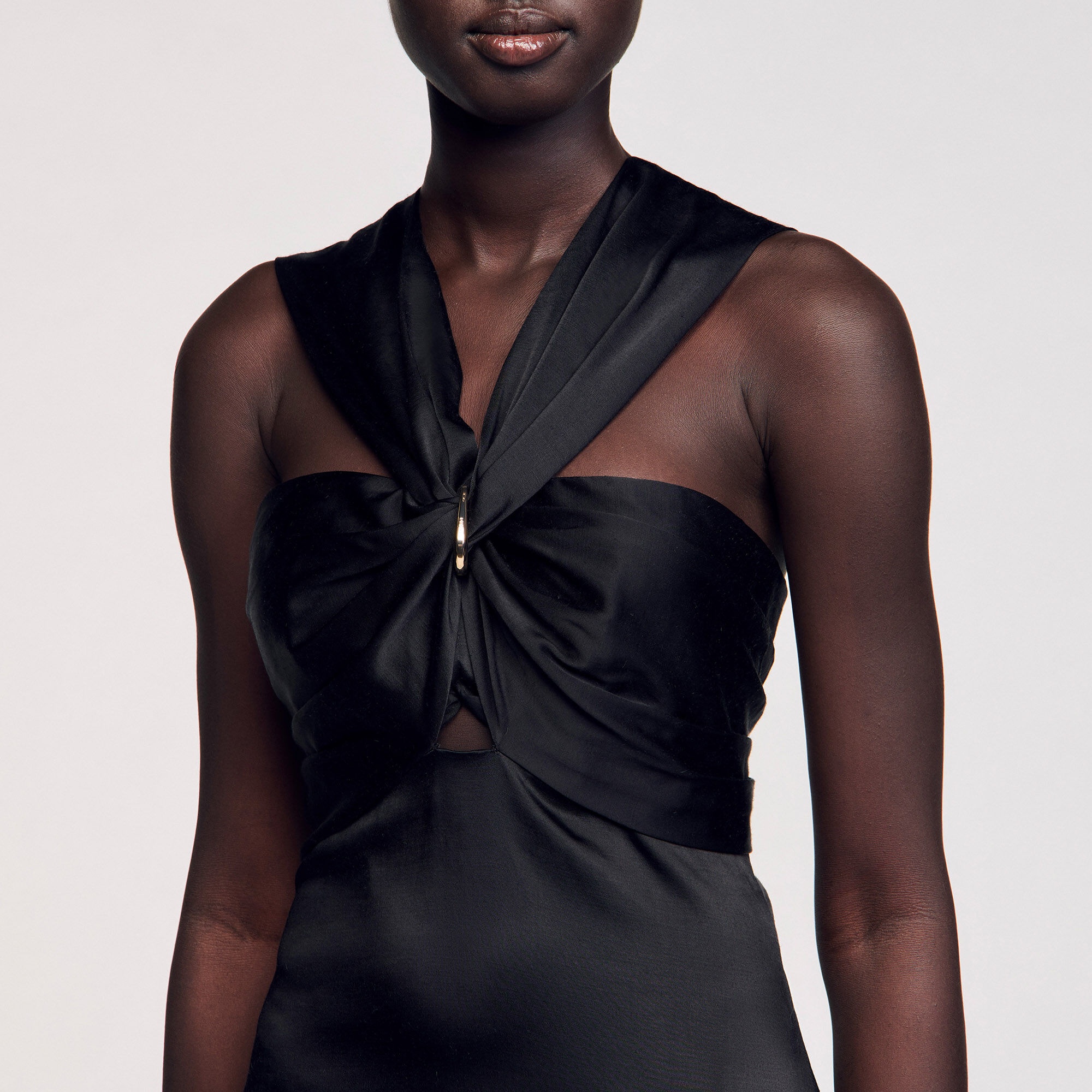 SLIT SATIN-EFFECT MAXI DRESS - 3
