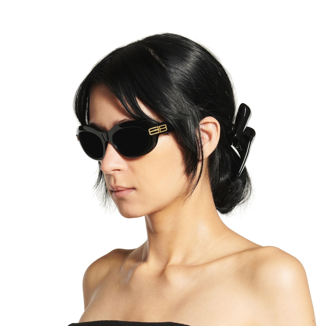 Women's Casino Round Sunglasses  in Black - 7