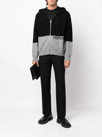 VERSACE colour-block hooded cardigan outlook