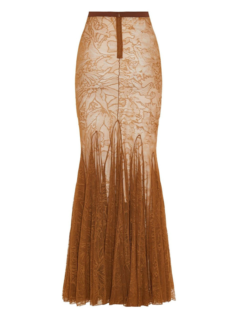 David Koma floral-lace fishtail maxi skirt outlook