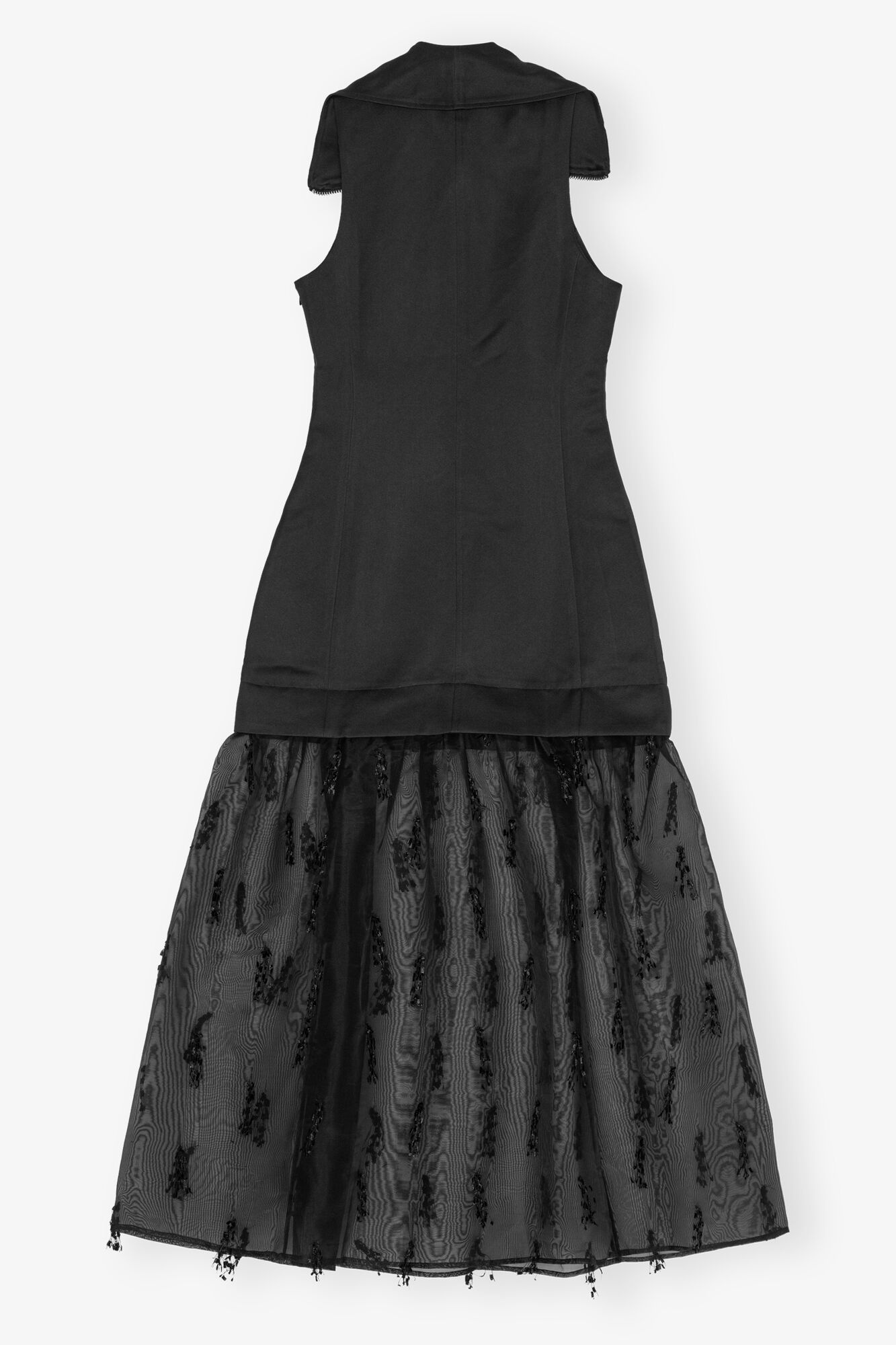BLACK FRINGED ORGANZA LONG DRESS - 6