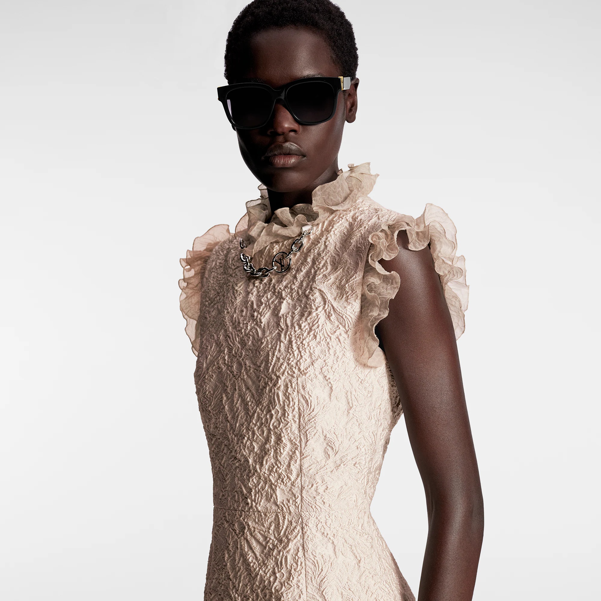 Fin Flounce Jacquard Dress - 5