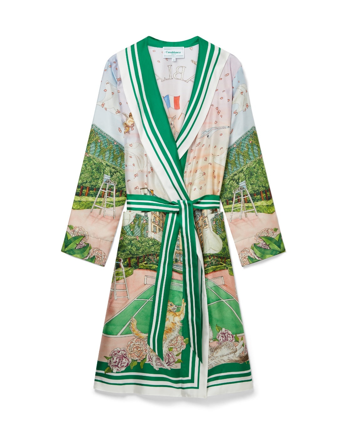 Tennis Club Prive Printed Silk Robe - 1