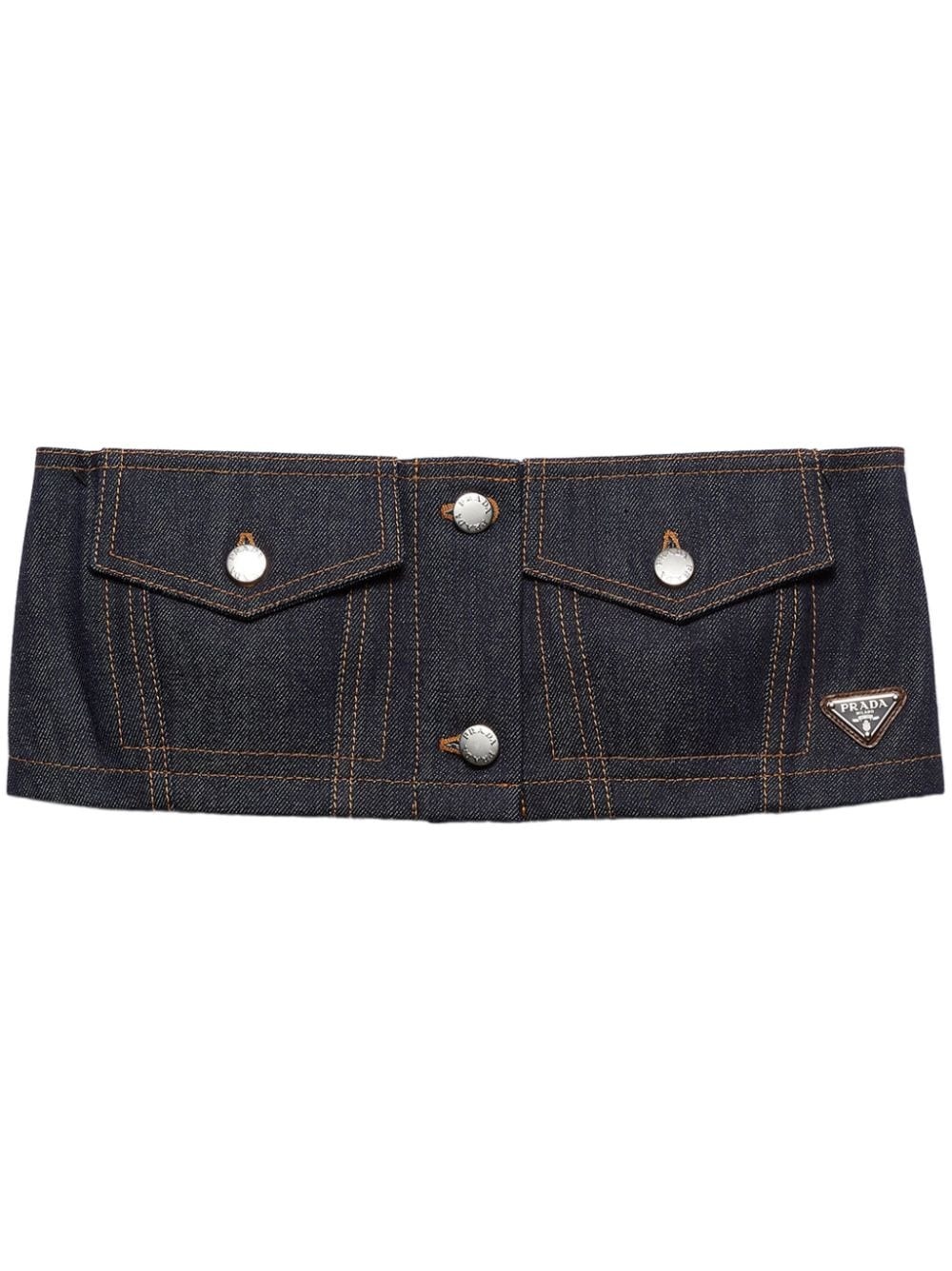 denim strapless crop top - 1