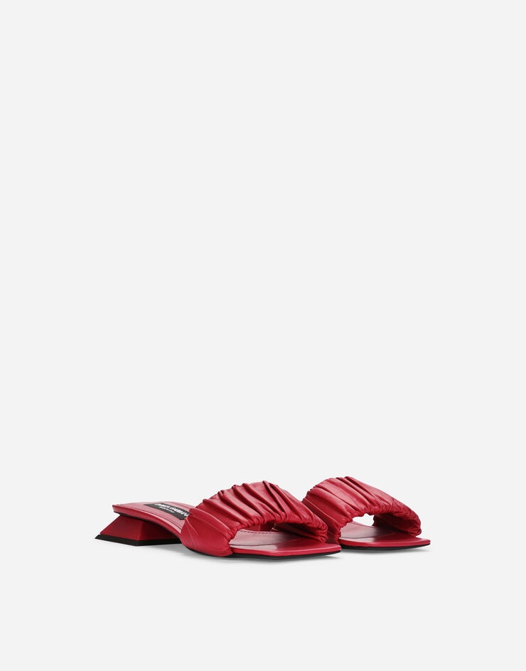 Gathered nappa leather slides - 2