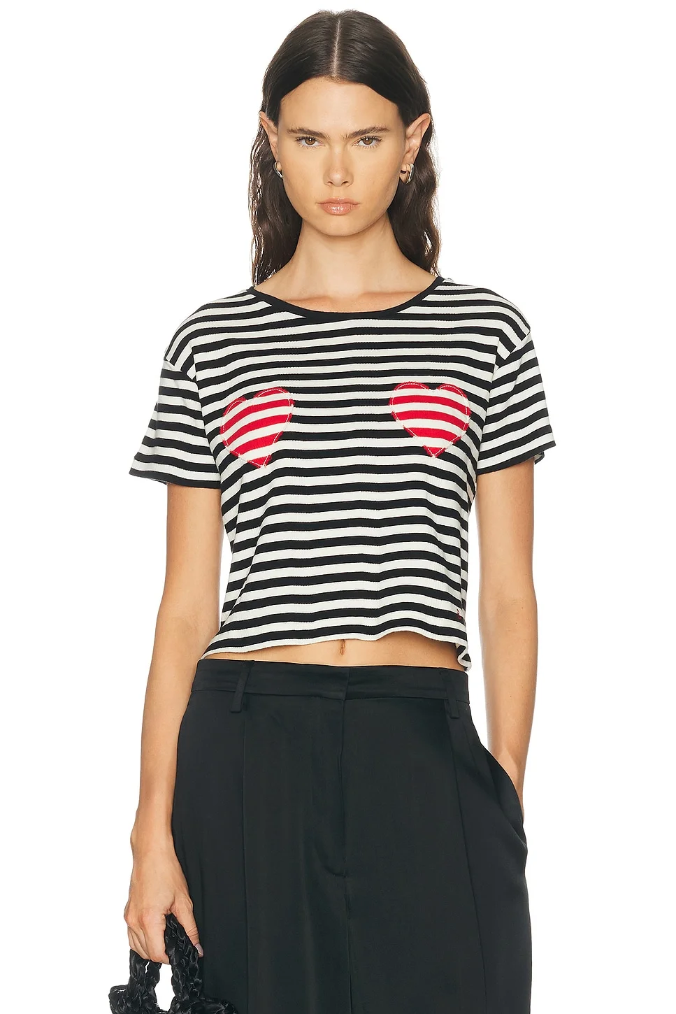 Rib Stripe Heart Tee - 1