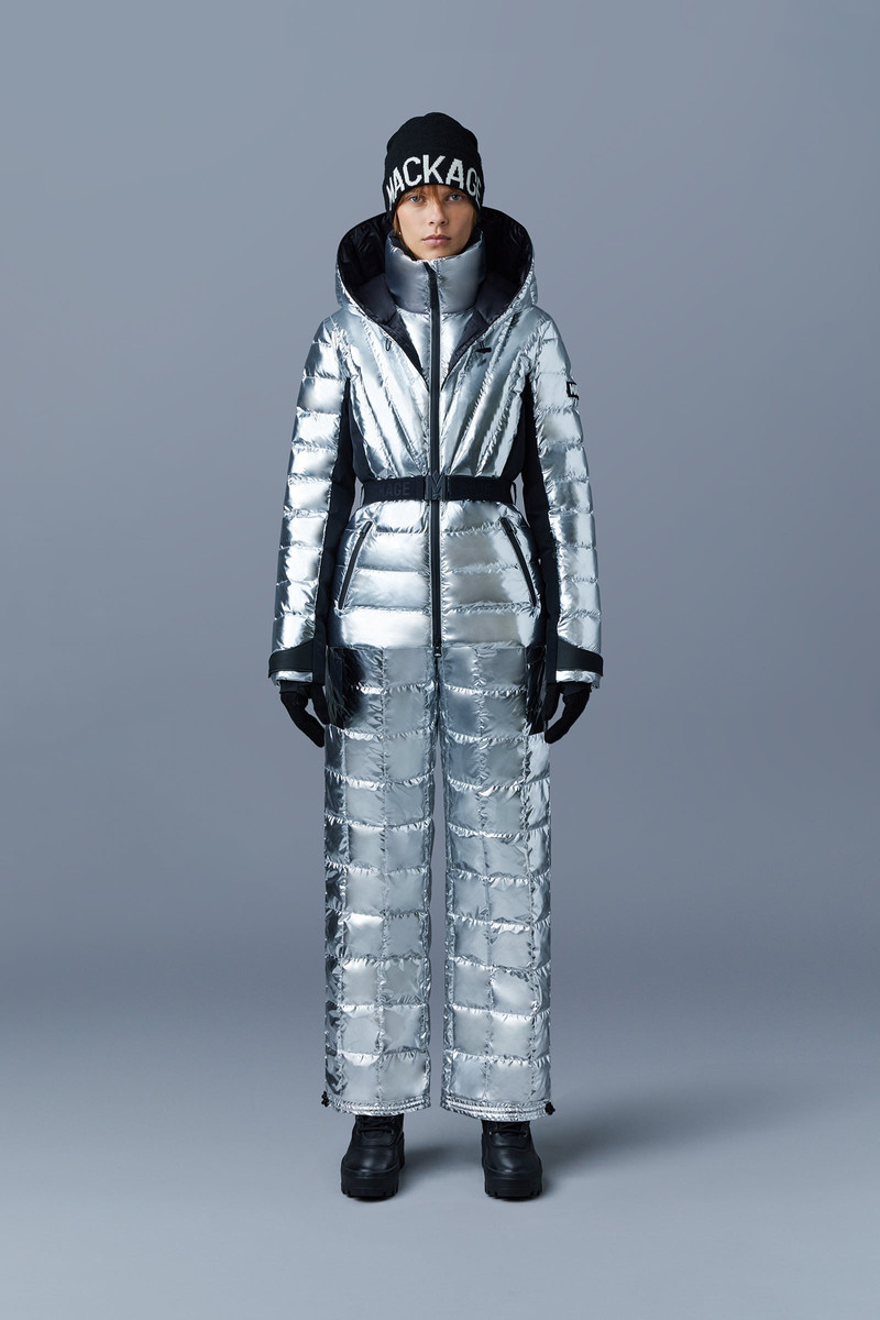 MACKAGE ELITA metallic light down ski jacket with removable hood outlook