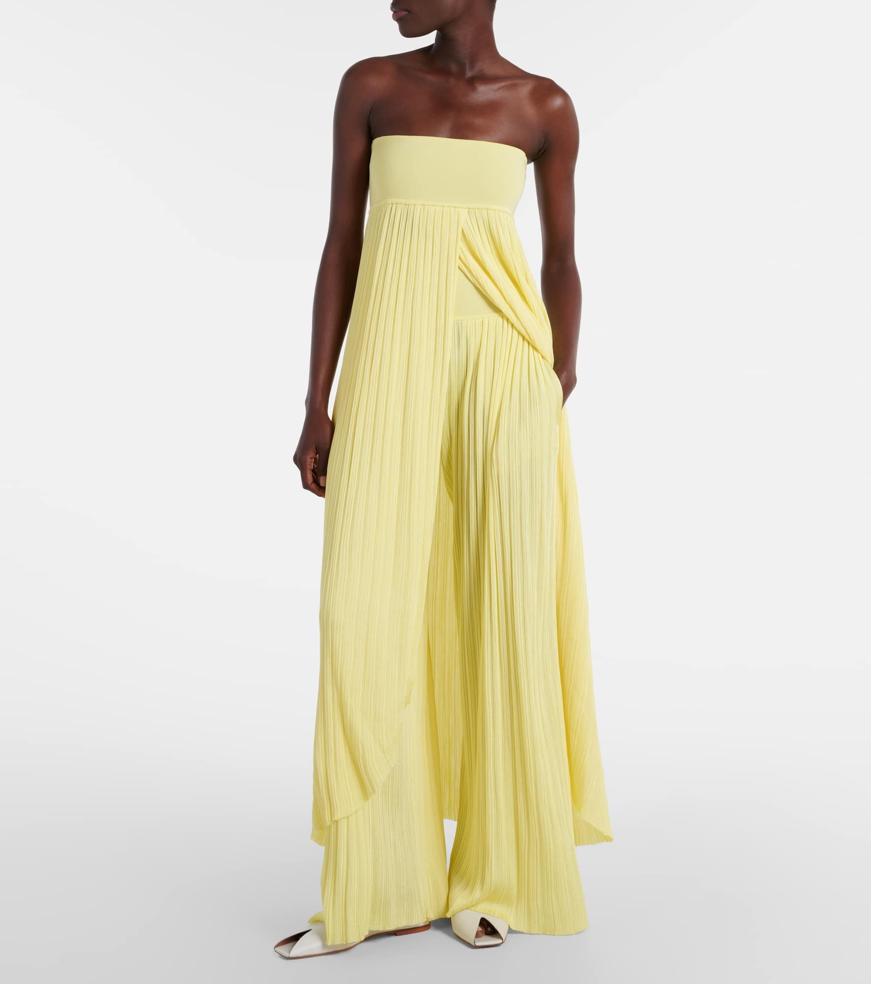Pleated high-rise jersey straight pants - 2