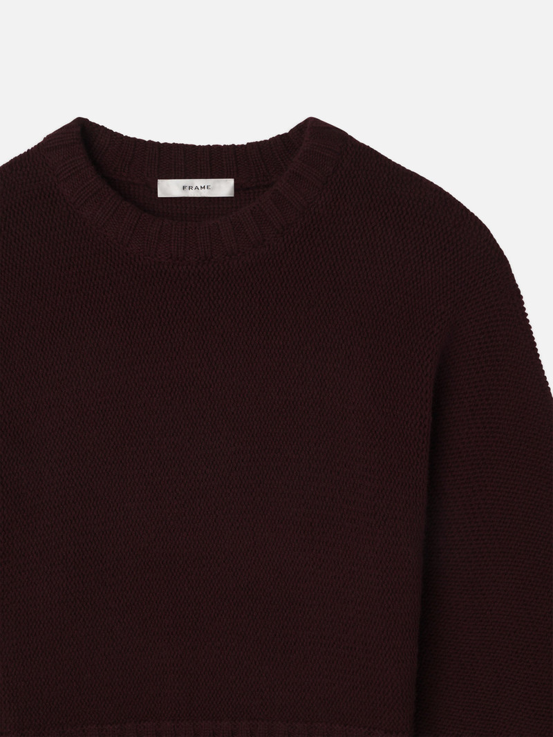 FRAME Dolman Crew Sweater in Burgundy outlook