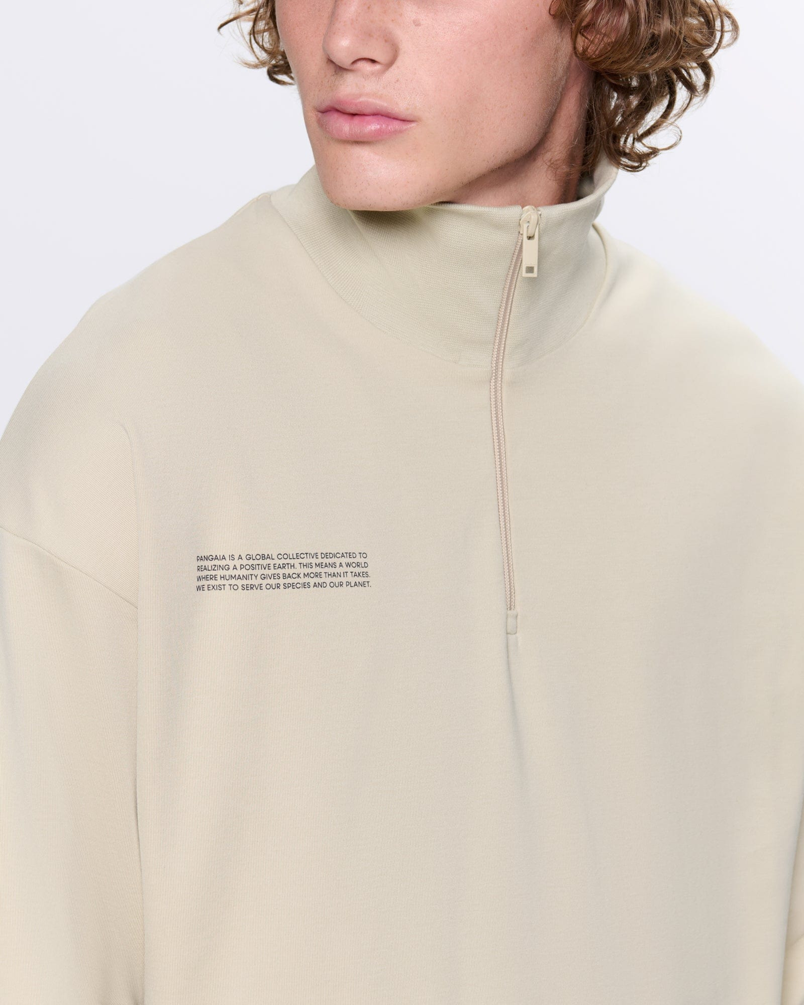 Mens DNA Double Jersey Half Zip Sweatshirt - Maitake Beige - 4